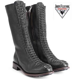 John Fluevog LIVING 2.0 THATCHER BOOT WITH FAUX LACES in Dark Brown Leather